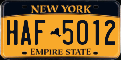 NY license plate HAF5012