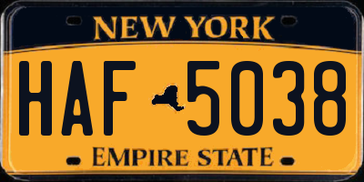 NY license plate HAF5038