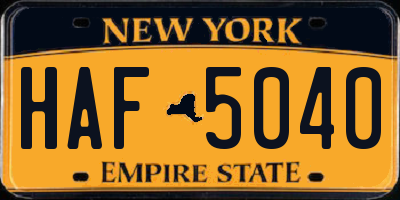 NY license plate HAF5040