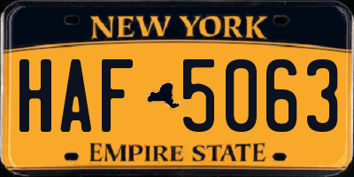 NY license plate HAF5063
