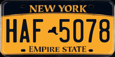 NY license plate HAF5078