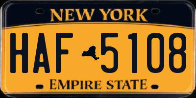 NY license plate HAF5108