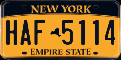 NY license plate HAF5114