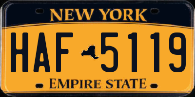 NY license plate HAF5119