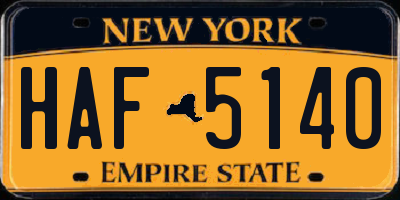 NY license plate HAF5140