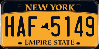 NY license plate HAF5149