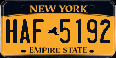 NY license plate HAF5192