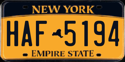 NY license plate HAF5194