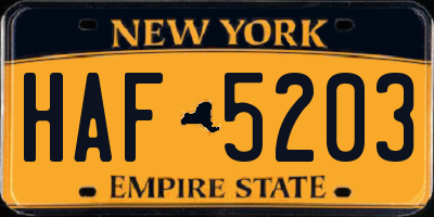 NY license plate HAF5203