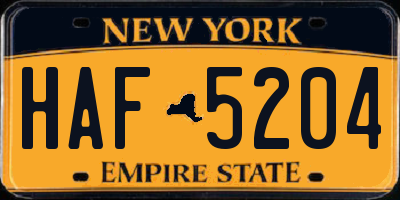 NY license plate HAF5204