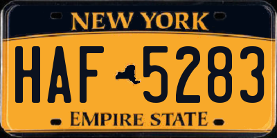 NY license plate HAF5283