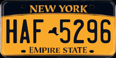 NY license plate HAF5296