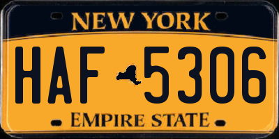 NY license plate HAF5306