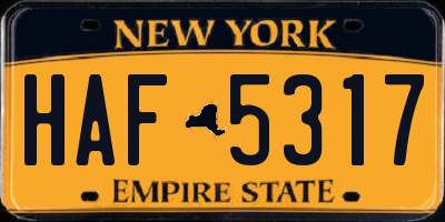 NY license plate HAF5317