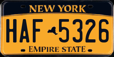 NY license plate HAF5326