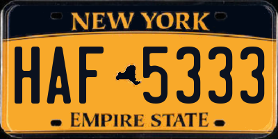 NY license plate HAF5333