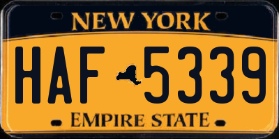 NY license plate HAF5339