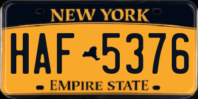 NY license plate HAF5376