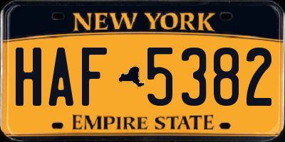 NY license plate HAF5382