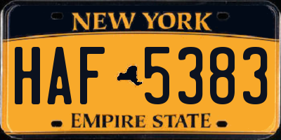 NY license plate HAF5383