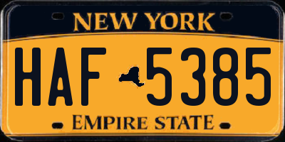 NY license plate HAF5385
