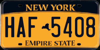 NY license plate HAF5408
