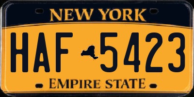NY license plate HAF5423