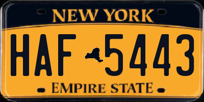 NY license plate HAF5443