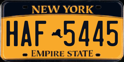 NY license plate HAF5445