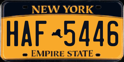 NY license plate HAF5446