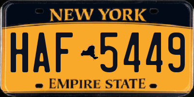 NY license plate HAF5449