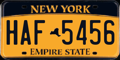 NY license plate HAF5456