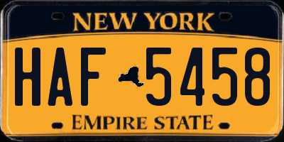 NY license plate HAF5458