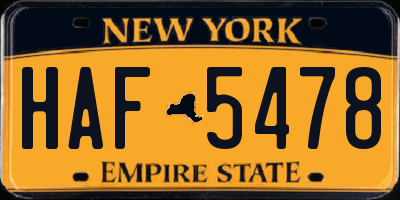 NY license plate HAF5478