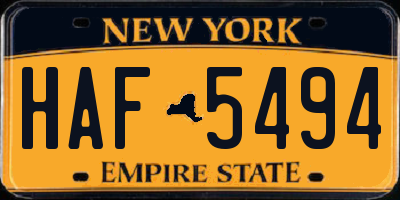 NY license plate HAF5494