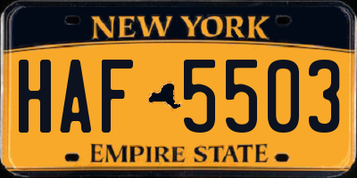 NY license plate HAF5503