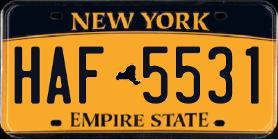 NY license plate HAF5531