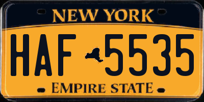NY license plate HAF5535