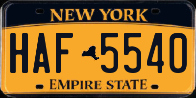 NY license plate HAF5540