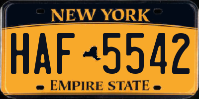 NY license plate HAF5542