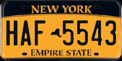 NY license plate HAF5543
