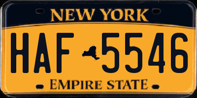NY license plate HAF5546