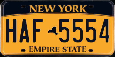 NY license plate HAF5554