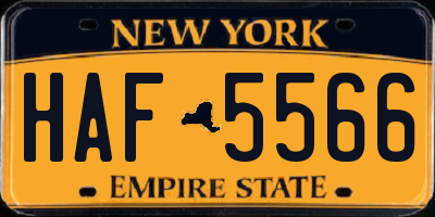 NY license plate HAF5566