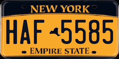 NY license plate HAF5585