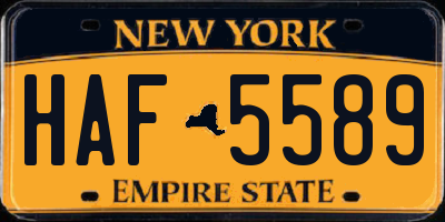 NY license plate HAF5589