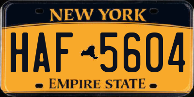 NY license plate HAF5604