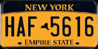 NY license plate HAF5616