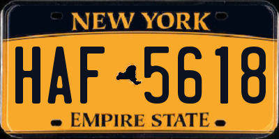 NY license plate HAF5618