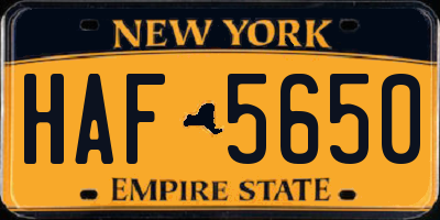 NY license plate HAF5650